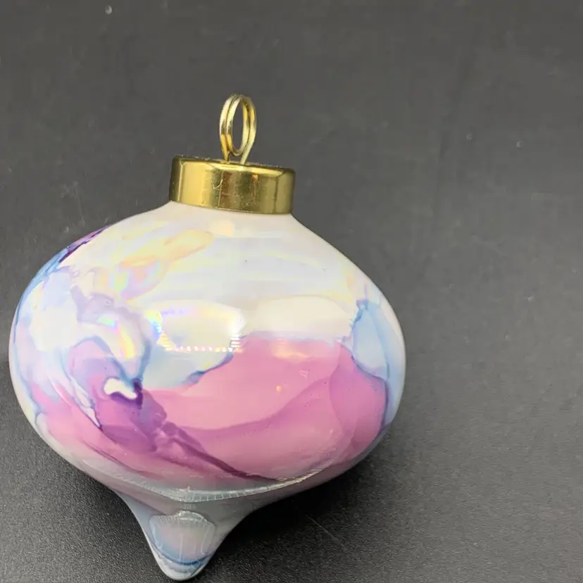 #13 - Glass Ornament Glass Bauble Hand Painted Iridescent Colonial House Collections