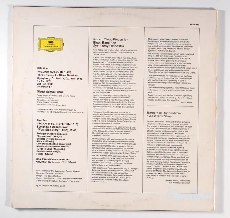 William Russo & Leonard Bernstein - Blues Band / West Side Story (1973) Vinyl LP