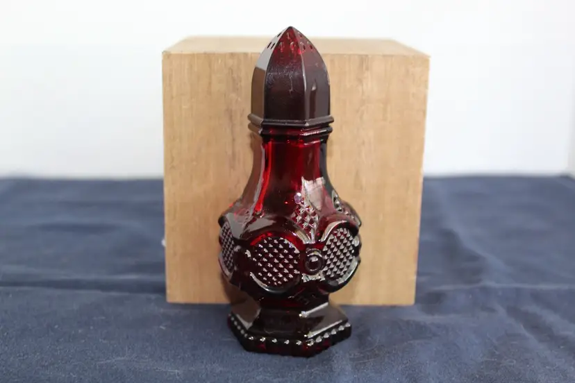 Avon 1876 Cape Cod Ruby Red Glass Salt Shaker With Charisma Cologne