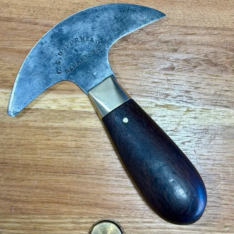 C.S. Osborne Leather Round Knife Head Knife Early Rosewood Handle
