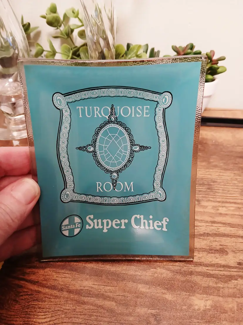 Vintage Santa Fe Train Super Chief Turquoise Room Tray 026