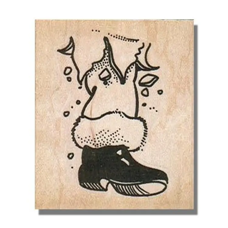 Santa Foot Thru Ceiling Christmas Rubber Stamp