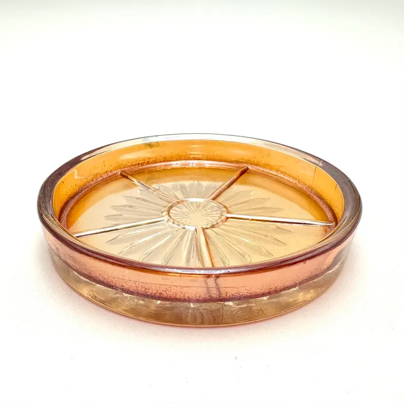 Iridescent Marigold Glass Coaster 4” D X .75” H