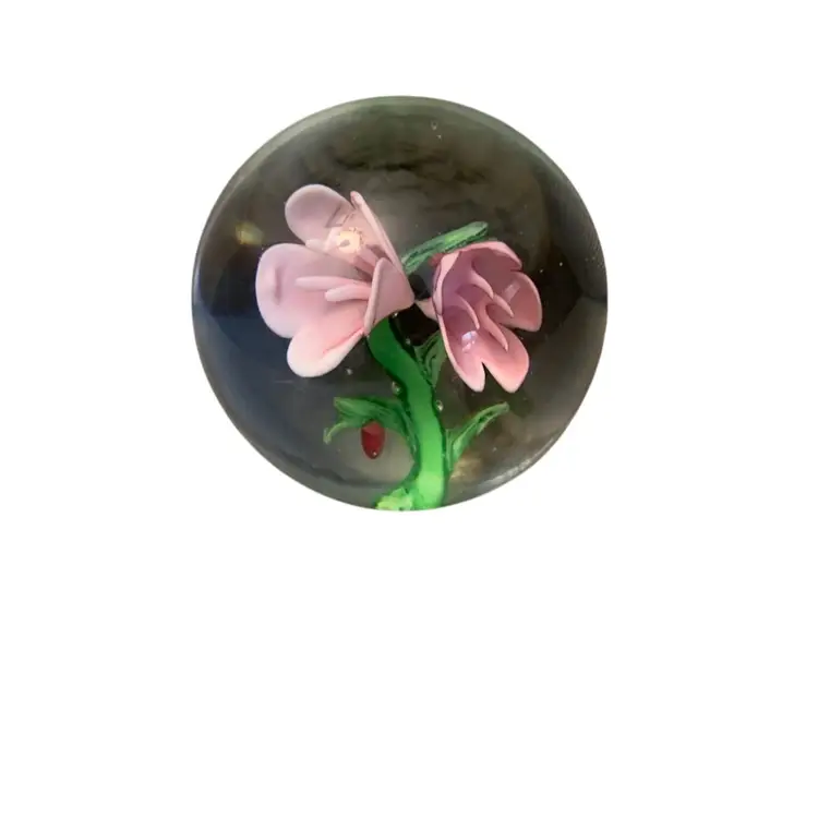 Art Glass Pink Corcus Paperweight 3 Inches