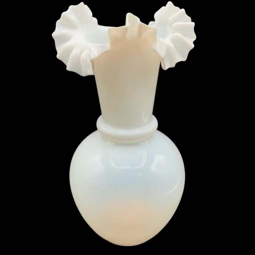 Bristol Glass Opalescent Milk Glass Vase 10.75" Antique