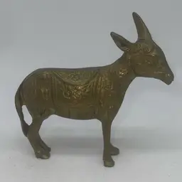 #1827 vintage brass donkey figurine, ideal for a nativity scene display.