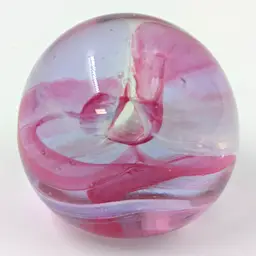 Caithness Scottish Art Glass Paperweight Pink Streamers