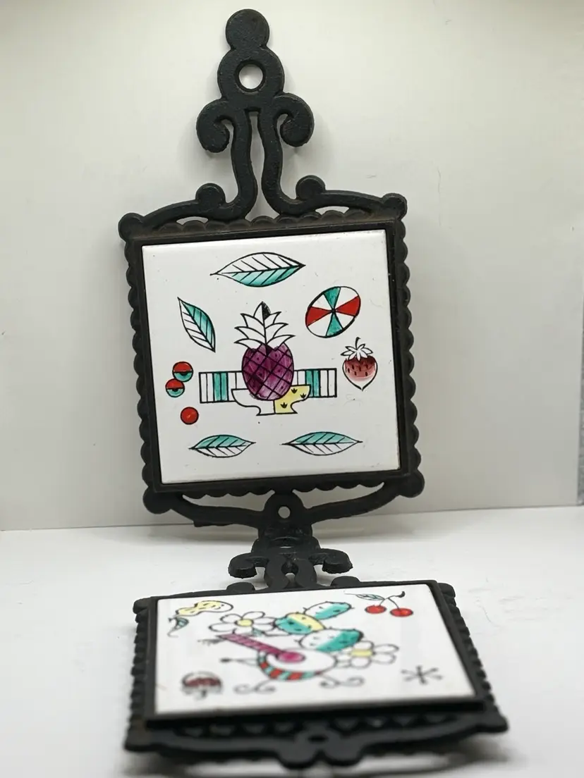 Set of 2 Vintage Cast Iron Trivets, Made in Japan