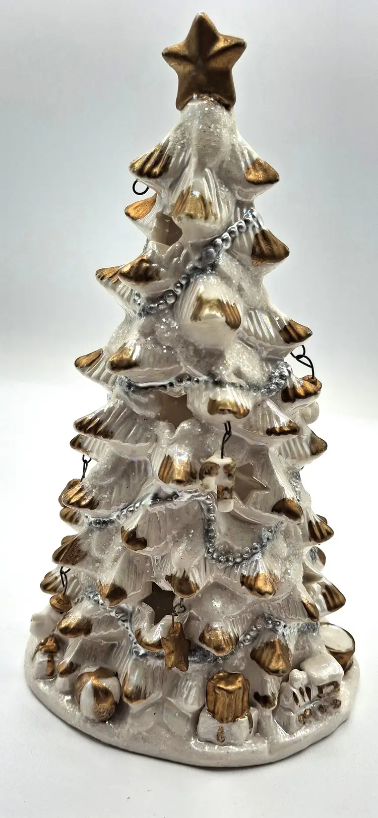 Vtg Holiday Style Christmas Tree Tea Light Candle Holders Ceramic