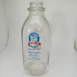 1952 Rasmussen's Castle Creamery CA Glass Milk Bottle 1 qt