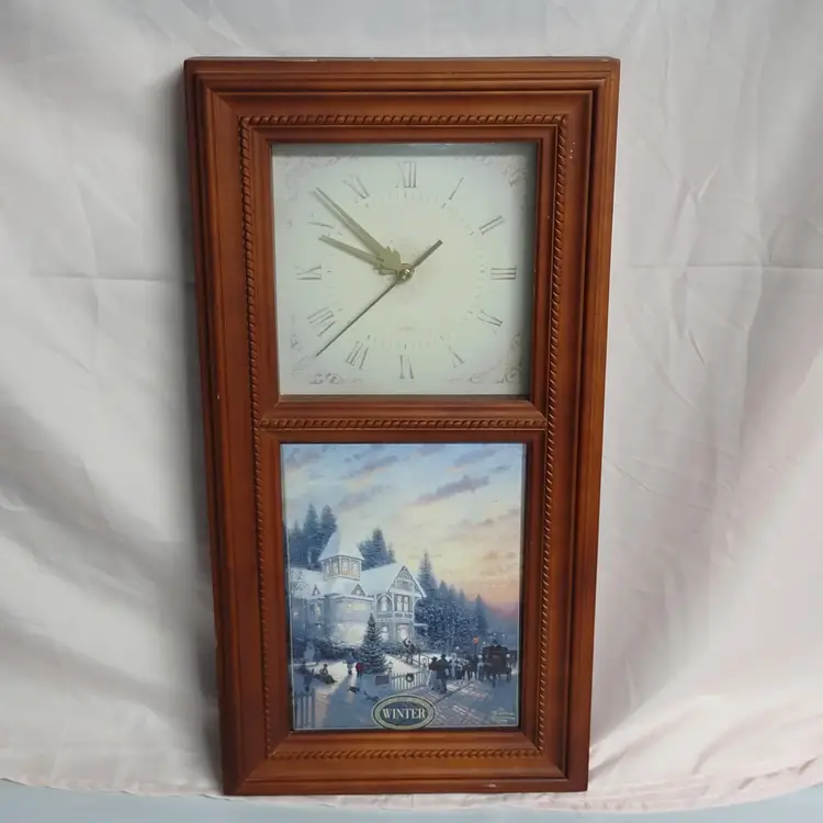Bradford Exchange Thomas Kinkade Wall Clock Seasonal Tiles Interchangable Scenes