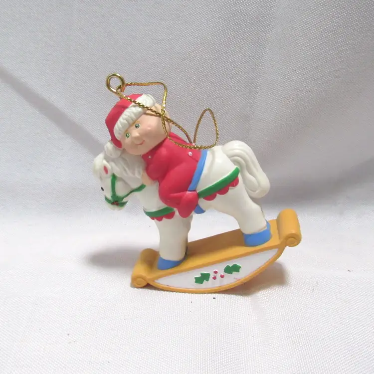 Vtg Cabage Patch Baby on Rocking Horse Christmas Ornament