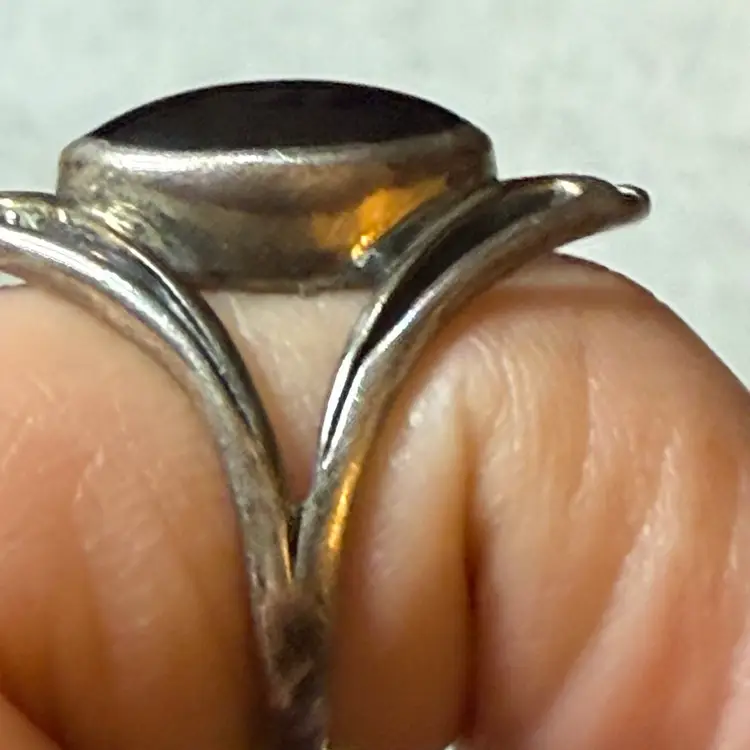 Art Deco Style Onyx 925 Sterling Silver Ring Size 6