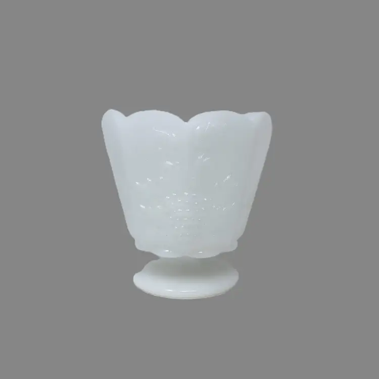 White Milk Glass Compote – E.O. Brody Grapevine Footed Bowl (0323-25)