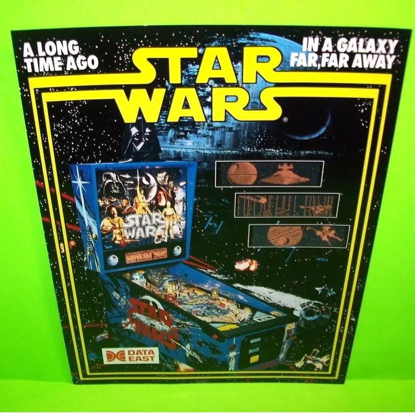 Star Wars Pinball Machine FLYER Original 1992 Vintage UNUSED Galaxy Far Away Art