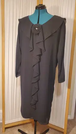 Vintage Ann Hobbs for Cattiva Black Chiffon Dress - Circa 1980's