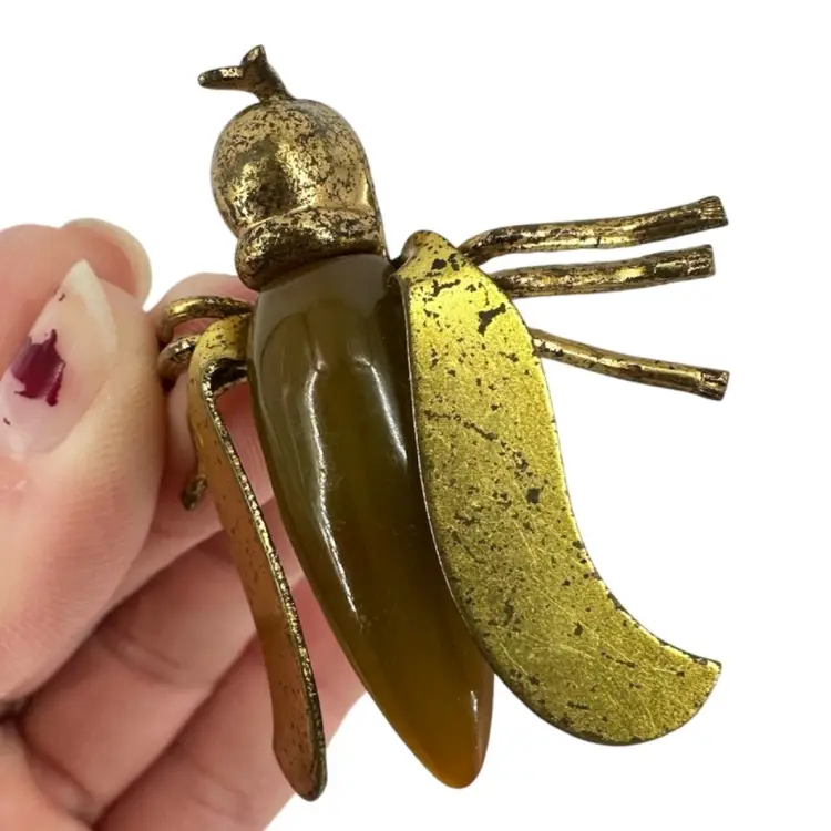 Vintage Goldtone & Bakelite Bug Brooch