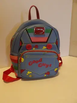 +* Loungefly Child's Play Chucky Cosplay Good Guys Overalls Mini Backpack