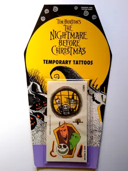 Nightmare Before Christmas Temporary Tattoos Children Masks On Tombstone Card