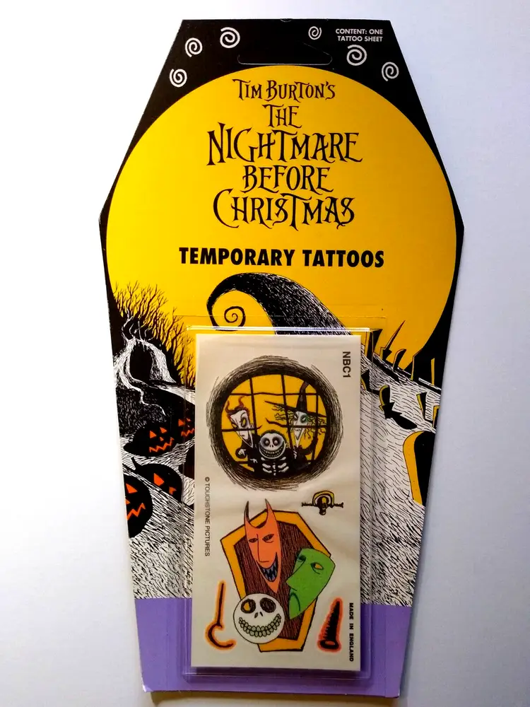 Nightmare Before Christmas Temporary Tattoos Children Masks On Tombstone Card