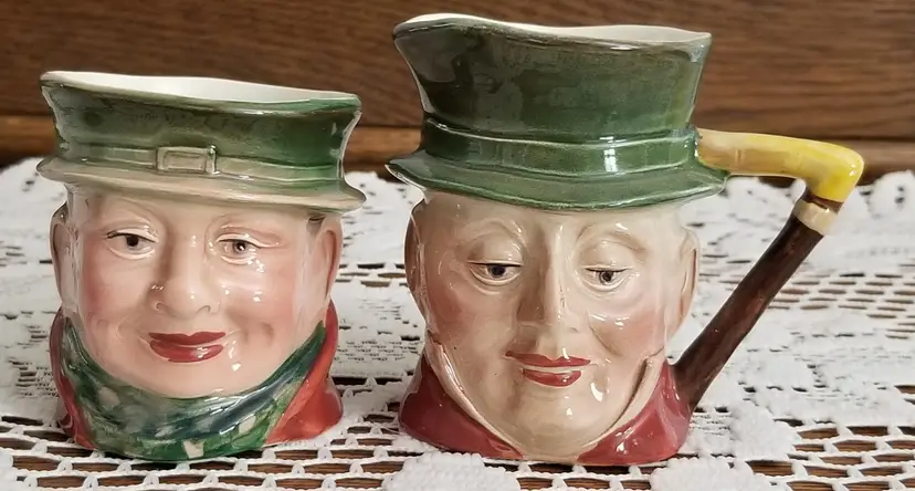 Vintage Beswick England Mr. Micawber & Tony Weller Creamer & Sugar Set