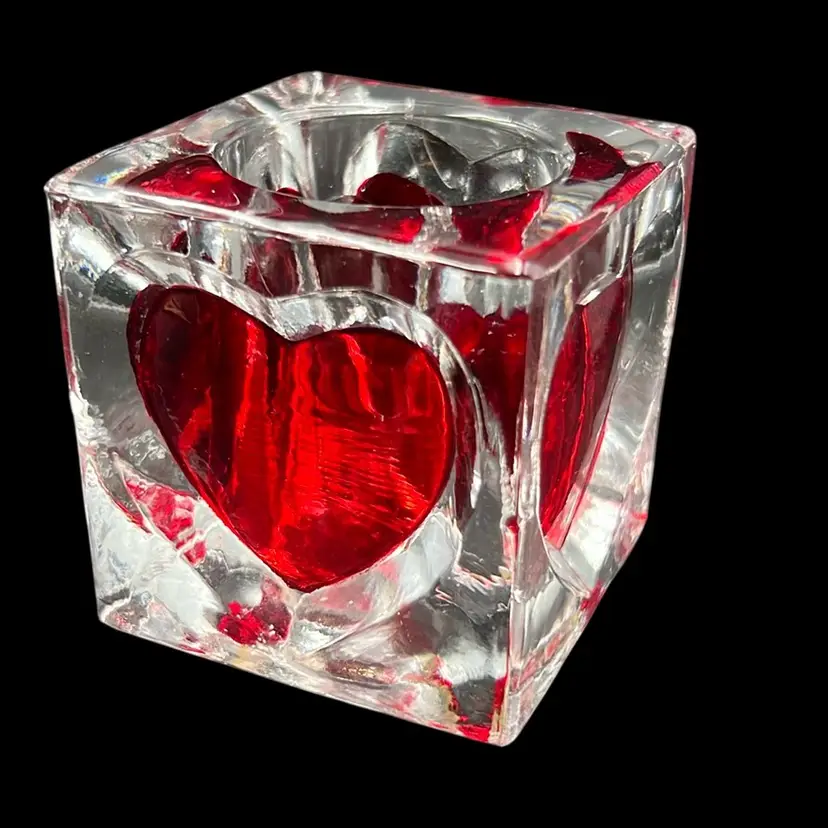 Heart Glass Votive Paperweight 2.75”