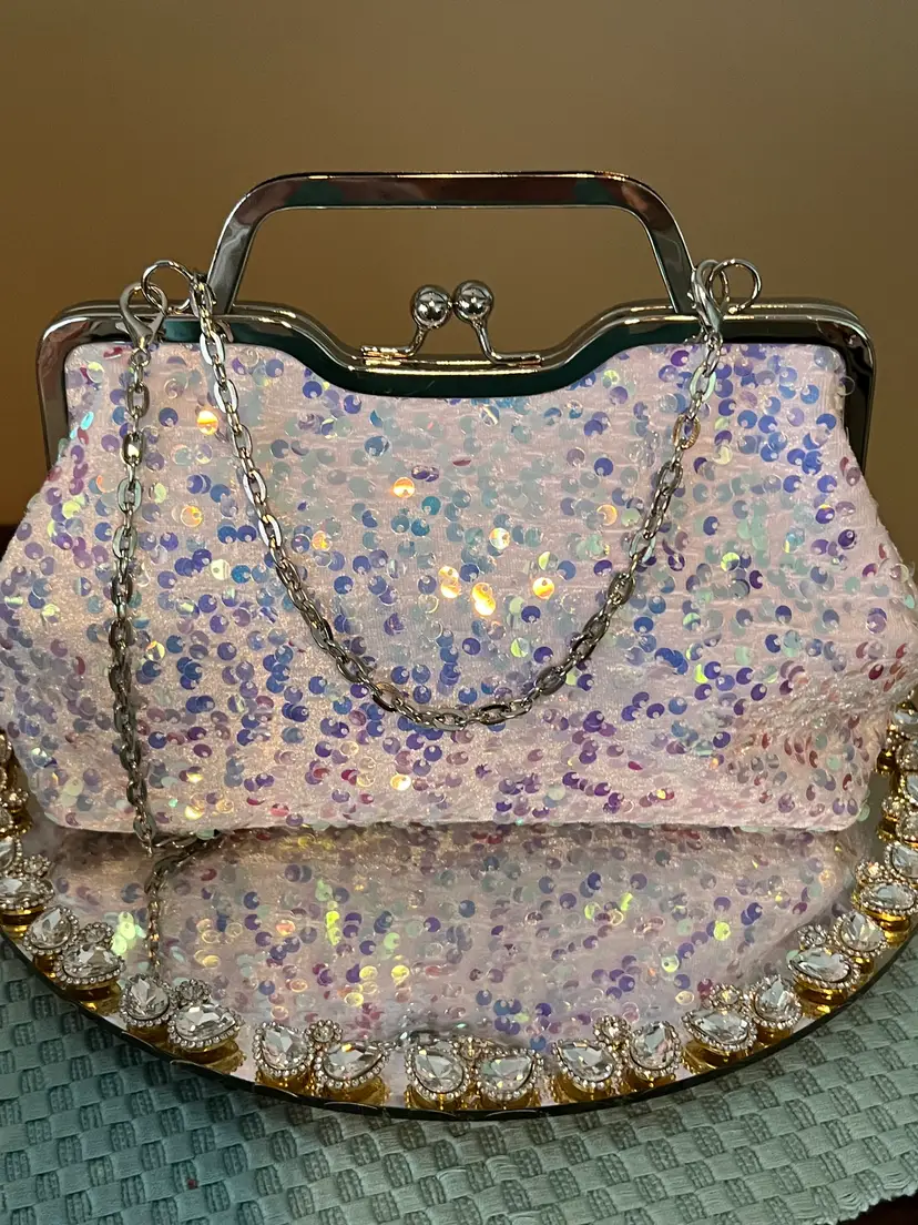 White Sequin Cocktail Bag