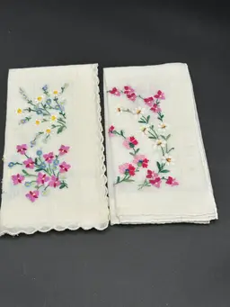 2 Embroidered Vintage Hankies