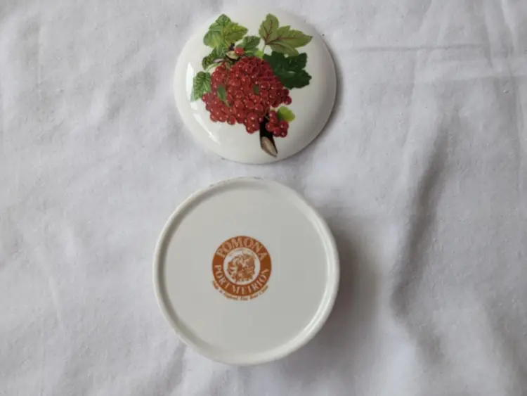 Portmeirion Pomona Red Current Porcelain Round Trinket Box Discontinued