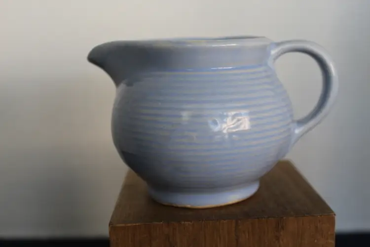 Vintage Shawnee Miniature Turquoise Blue Atomic Snowflake Pitcher Creamer