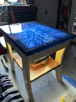 Blue Epoxy and Maple Side Table