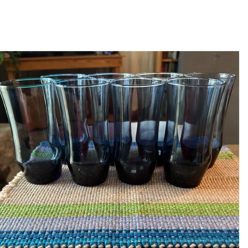 Vtg Apollo Space Dusky Blue by Libbey 16Oz Tumbler Set of 8   6" Ex Cond