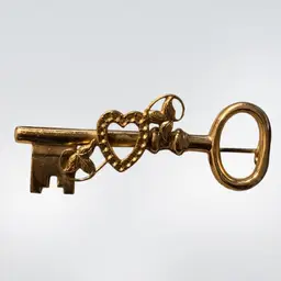 #21 - Coro Pegasus Vintage Key Brooch Heart Design