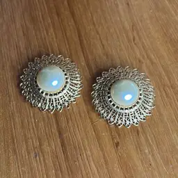 Gold Tone Faux Pearl Earrings