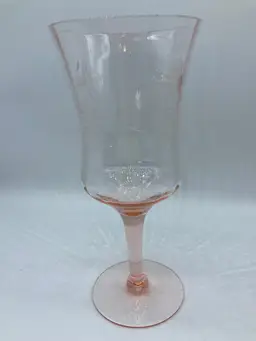 Pink Engraved Glass Goblet