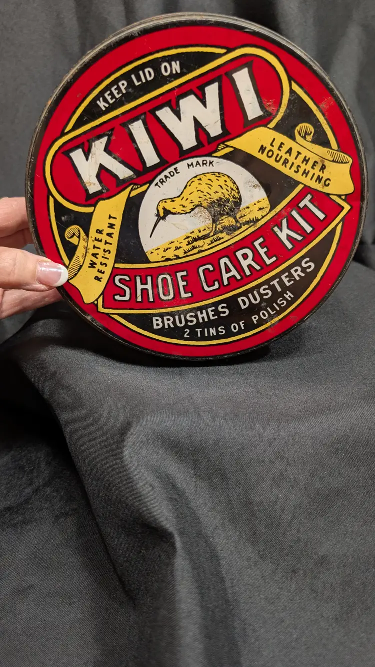 Kiwi Shoe Care Kit tin made in England 1970s-80s
