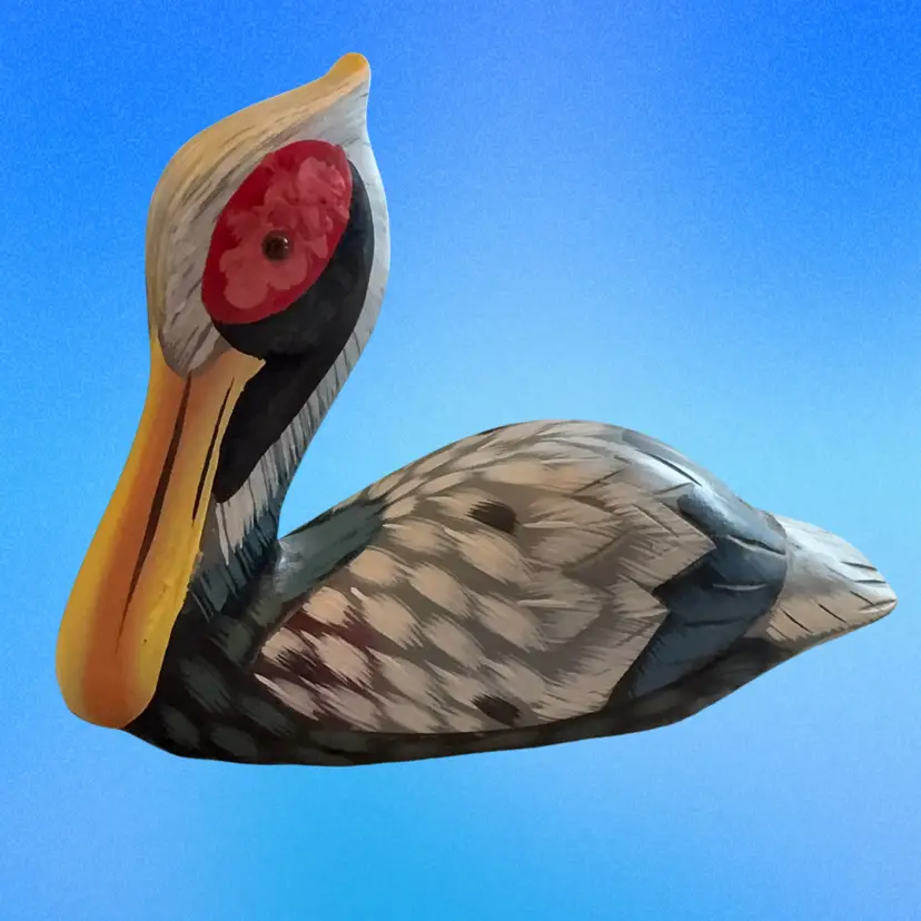 Hand Painted Wooden Pelican