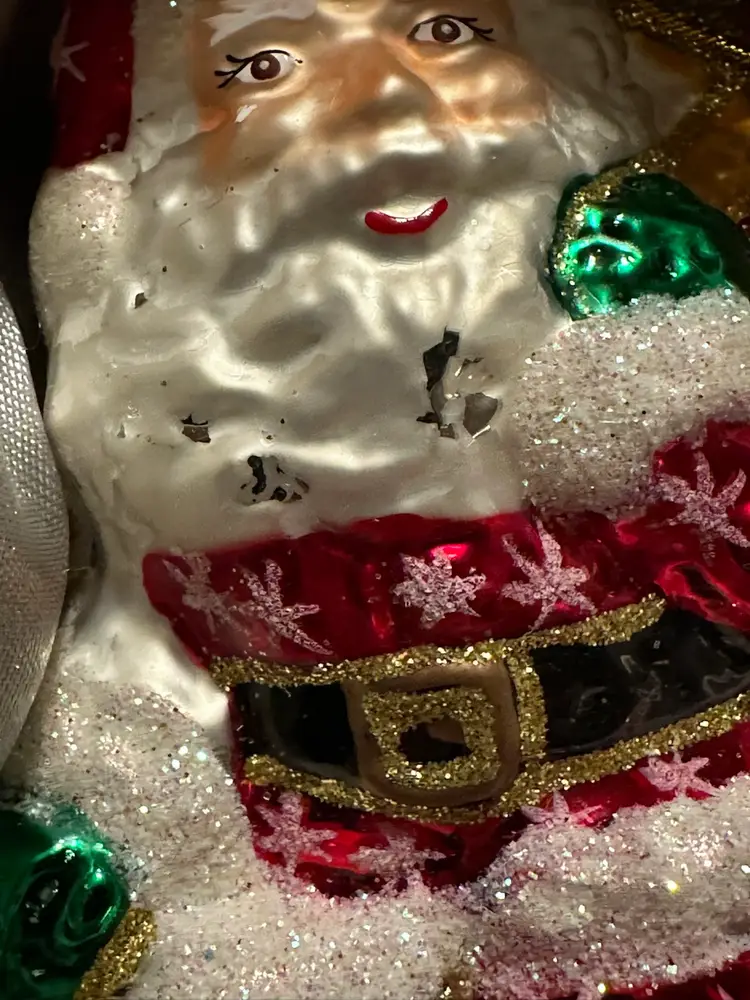 Vintage AmeriChristmas Ornament Santa Down the Chimney  7" with Box