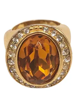 Christian Dior Glass Rhinestone Vintage Cocktail Ring