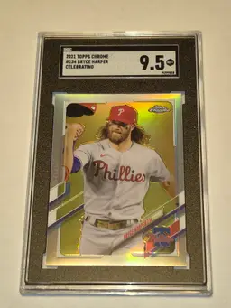 Bryce Harper 2021 Topps Chrome Celebrating Image Variation SP #134 SGC 9.5 Phillies