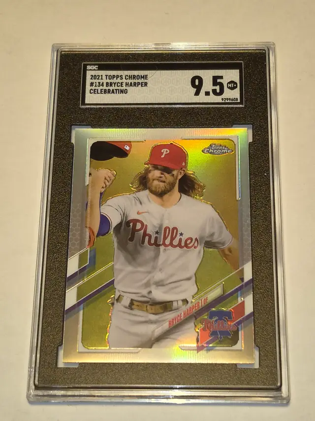 Bryce Harper 2021 Topps Chrome Celebrating Image Variation SP #134 SGC 9.5 Phillies