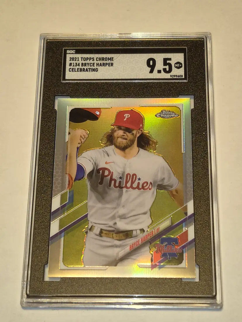 Bryce Harper 2021 Topps Chrome Celebrating Image Variation SP #134 SGC 9.5 Phillies