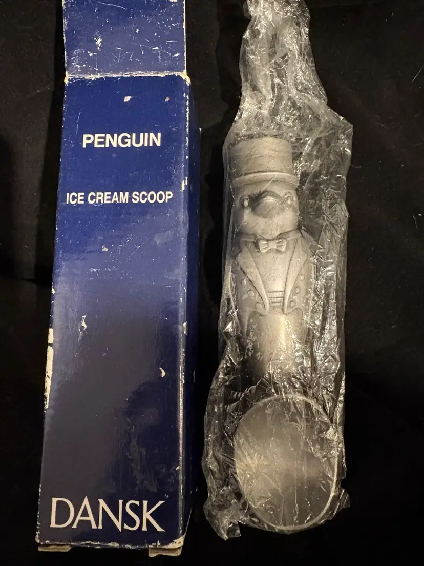 Vintage Dansk Penguin Pewter Ice Cream Scooper In Box