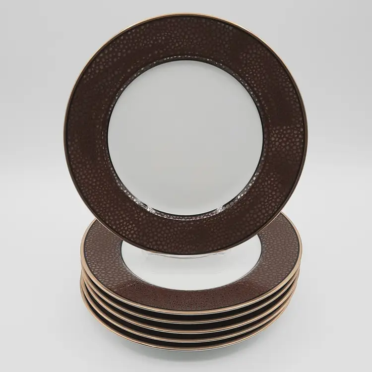 Fitz and Floyd Shagreen Burgundy Red Wine Appetizer Bread Side Plates Set of 6