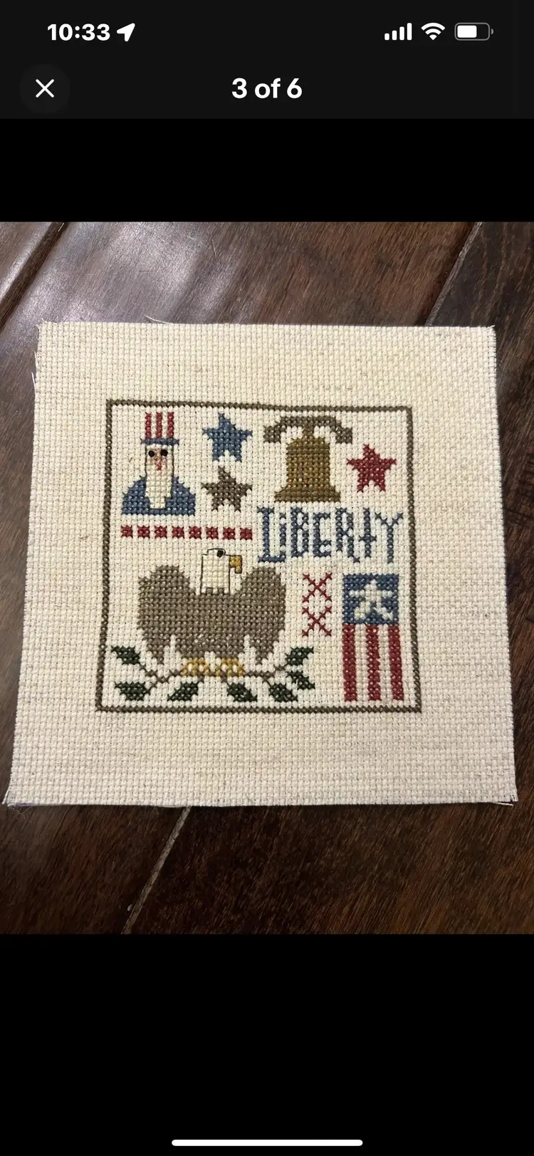 Completed Eagle Uncle Sam Liberty Americana Cross Stitch 6 X 6