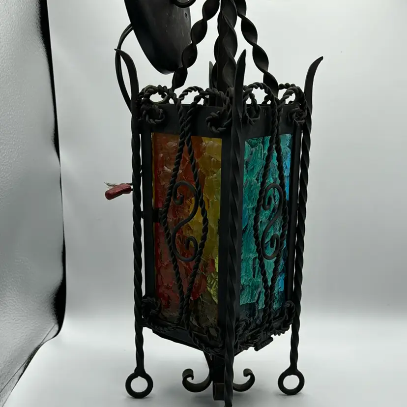 Wrought Iron Hanging Pendant Hard Wired Light From 1940’s