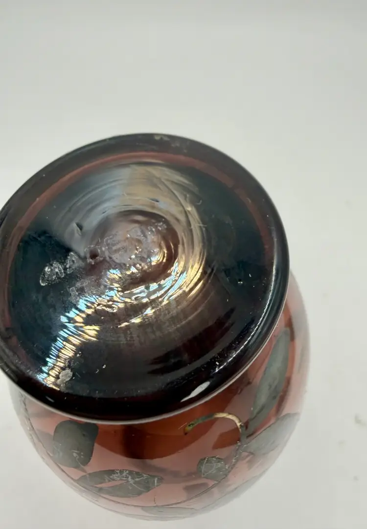 Vintage Purple Amethyst Small Vase Silver Overlay 4" Made In Italy