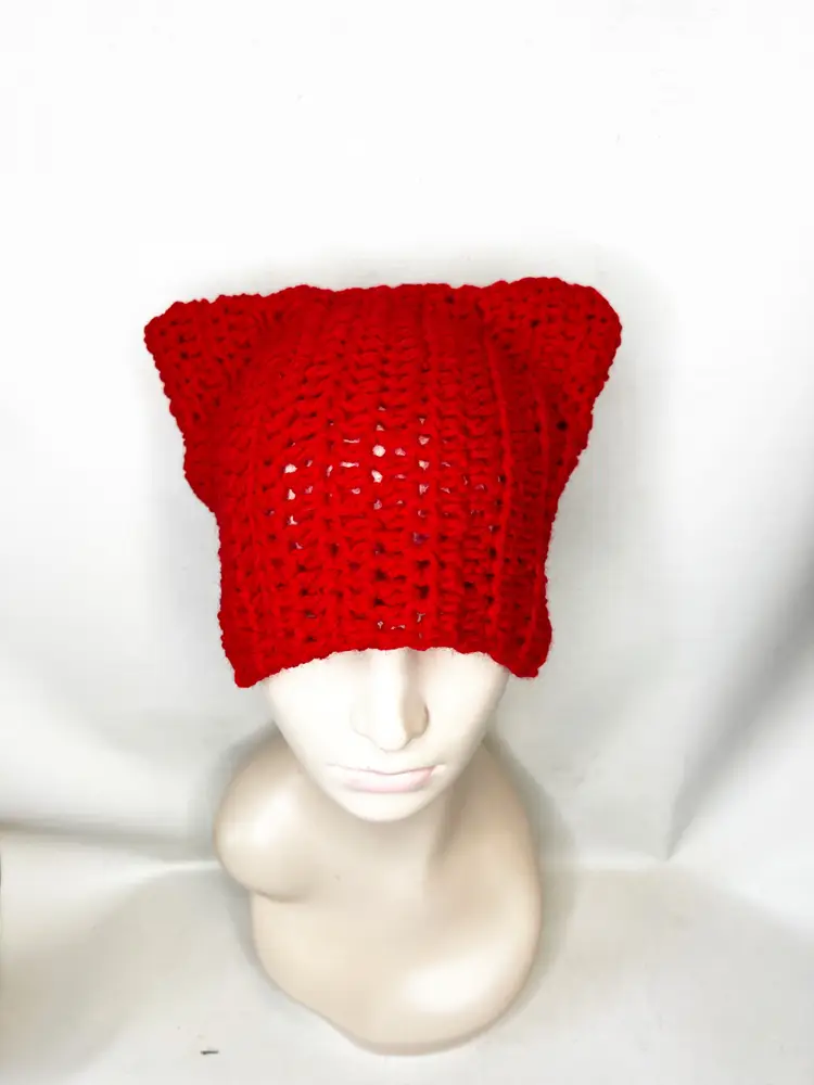 Crochet Cat Hat - Red