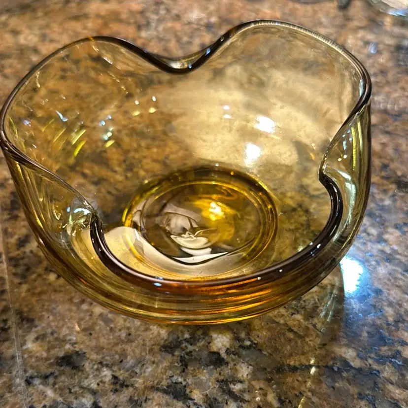 Small Mid-Century Amber Trinket Bowl