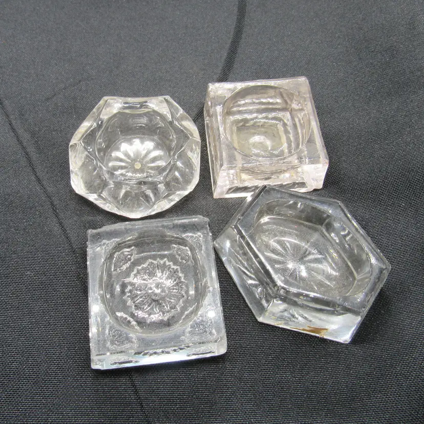 4 Vtg Assorted Shaped Glass Open Salt Cellars (#152)
